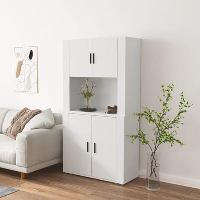 vidaXL - Hoge - kast - bewerkt - hout - wit