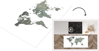 Keukenloper - Loper keuken - Wereldkaart - Grijs - Design - 120x60 cm - Keukenloper vinyl