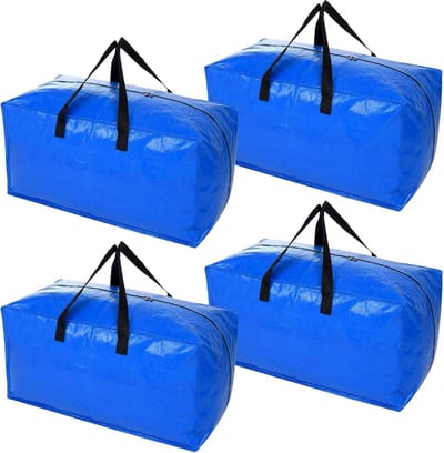 Verhuiszakken Groot - Opbergtassen Set - Ruimte Besparen - Met Rugzakriemen - 4 Stuks - Blauw