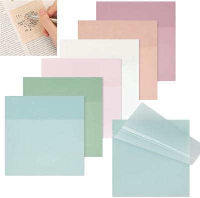 Transparante Zelfklevende Notitieblokjes Pastelkleuren Set van 6 Pads