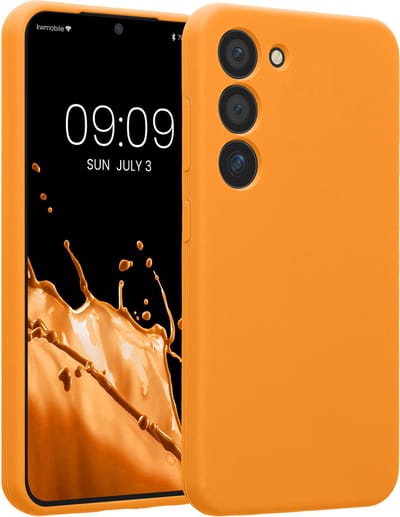 kwmobile telefoonhoesje geschikt voor Samsung Galaxy S23 - TPU backcover met siliconen coating - Smartphone case in fruitig oranje