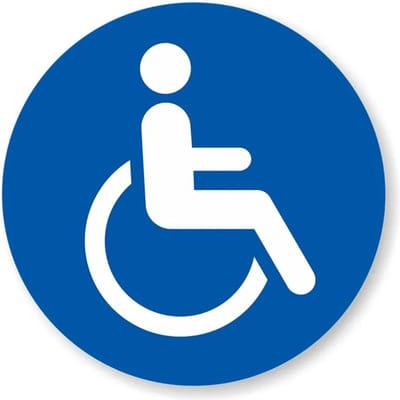 Gehandicapten sticker met rolstoel - blauw - Autosticker 12 CM - Ronde invalide sticker