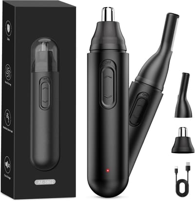 Neushaartrimmer voor Mannen - USB Oplaadbare Pijnloze Trimmer - Voor Neus, Oren en Wenkbrauwen - Voor Mannen - Gezichtstrimmer - Zilver - 1 Stuk