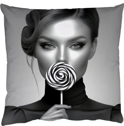 Sierkussens - Kussentjes Woonkamer - 50x50 cm - Vrouw - Lolly - Zwart