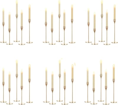 Gouden Kandelaar Set van 30 - Vintage Metalen Kaarsenstandaard voor Taper Kaarsen - Kerst Advent Decor Bruiloft Feest - Eettafel Middenstuk Thuis Mantel Decoraties