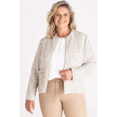 Blazerjasje met ritssluiting - gebroken wit / beige - Gr. 38 van Goldner Fashion