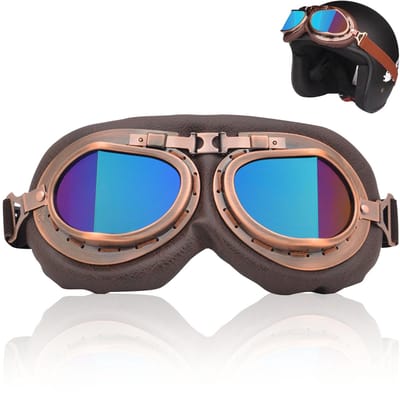 Ynkkvre - Retro Motorbril - Winddichte Motorradbrille - Bogenrahmen Design Uv Bescherming - 1 Stuk - Voor Outdoor Sport En Vintage Stijl Bruin