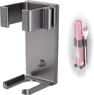 Strijkijzer accessoire - Metalen support - roestvrije stalen krulapparaatsupport, boorloze wandmount voor glatijzer, wandmount voor krulapparaat, glatijzer, hittebestendig (grijs)