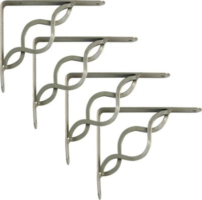AMIG Plankdrager/steun/beugel Decoratief - 4x - metaal - zilver - H150 x B125 mm - Tot 195 kg - boekenplank steunen