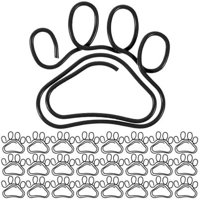 Allecto - Pootafdruk Paperclips - Schattige Hondenvorm - Perfect voor Journaling - Zwart - Mini-Paperclips - Kantoorbenodigdheden - Creatief Knutselen