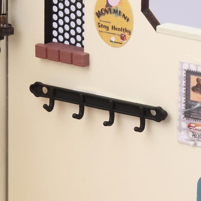 1/12 Poppenhuis Metalen Kledingrekken Wandhaak Miniatuur Meubels Model DIY Poppenhuis Decoratie Accessoires Kinderen Rollenspel Speelgoed beige
