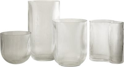 J-Line vaas Gestreept - glas - transparant - large