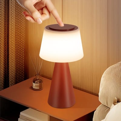 NETTLIFE Tafellamp LED - Rood - Touch Dimbaar - Oplaadbare Nachtlamp - 3600mhA Draadloos - met USB Oplaadbare Batterij - Modern - voor Woonkamer | Slaapkamer | Buiten