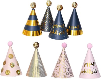 Kleurige Verjaardagsfeest Hoedjes voor Kinderen - 8 Stuks - Feestdecoratie voor Verjaardagsfeestjes met Vrolijke Sfeer en Verschillende Ontwerpen