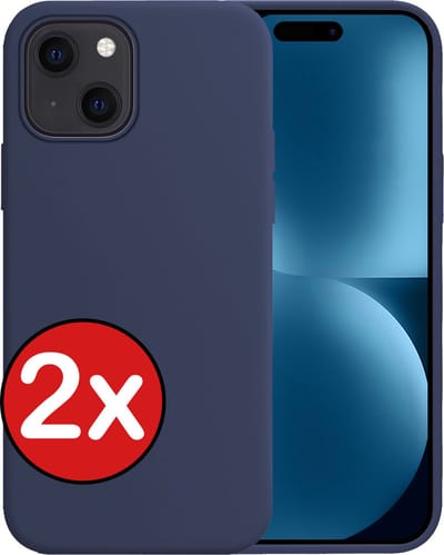 Hoesje - 2 Stuks - Geschikt voor Apple iPhone 15 - Sterk & Shockproof - Telefoonhoes - Back Cover - Case Siliconen - Telefoon Hoes - Donkerblauw