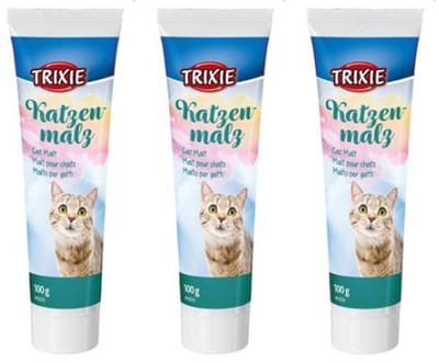 Trixie Kattenpasta - Kattenmoutpasta - Set van 3 | 3x 100ml - Anti-haarbalpasta voor katten | Ondersteuning bij Normale Spijsvertering en Helpt tegen Haarballen