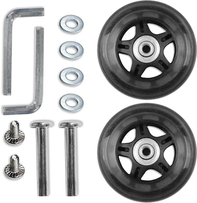 Vervangwielen voor Koffers, 2 Stuks met 80mm Buitendiameter, Inclusief As, Moersleutel en Lagers voor Reparatie