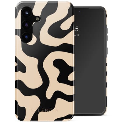 Selencia Hoesje - Geschikt voor Samsung Galaxy S25 FE - Backcover - Art Wave Black