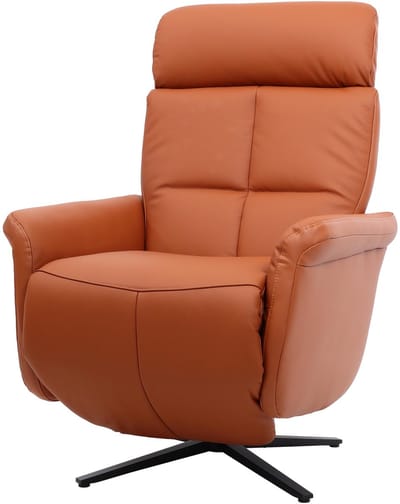 Relaxfauteuil MCW-L10, design TV-fauteuil TV-fauteuil relaxfauteuil, draaibare relaxfunctie, volledig leer ~ terracotta-bruin