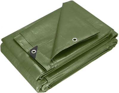 SPRINGOS Afdekzeil, afdekzeil, beschermend zeil, 6 x 9 m, PE, 120 g/m2, waterdicht, voor haardhout, tuinmeubelen, bouwzeil