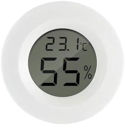 Mini digitale LCD-thermometer, hygrometer, ronde reptielenverblijfthermometer en hygrometer (wit)