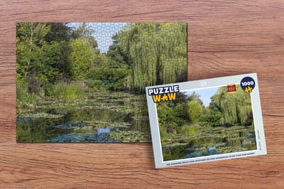 Puzzel De Japanse brug van afstand op een zomerdag in de tuin van Monet - Legpuzzel - Puzzel 1000 stukjes volwassenen