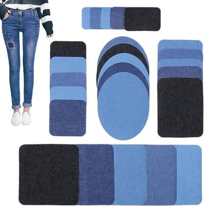 Spijkerbroek Patches - Stof Reparatie - Kleding Verfraaien - Hitteoverdracht Lijm - 25 Stuks - Denim Kleuren