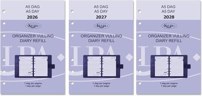 Kalender Vulling - Agenda Pagina's - Dagelijkse Planning - Meertalig Dutch English - A5 145x210mm - Wit