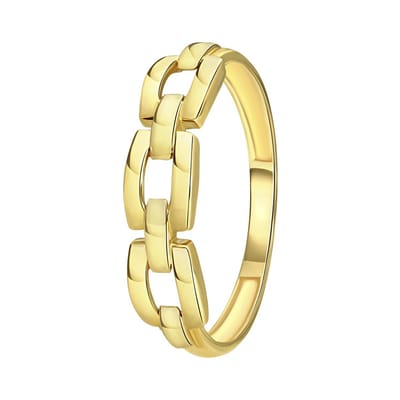 Lucardi Dames Ring gourmetschakel - Ring - Cadeau - 14 Karaat Goud - Geelgoud