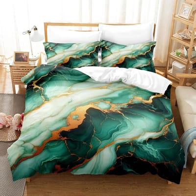 3D Luxe Marmer Beddengoed Set Bedrukte Dekbedovertrek Set Kussenslopen Romantisch Zacht Eenpersoons Tweepersoons Kingsize voor Volwassenen Verjaardagscadeau Eu Single 135x200cm