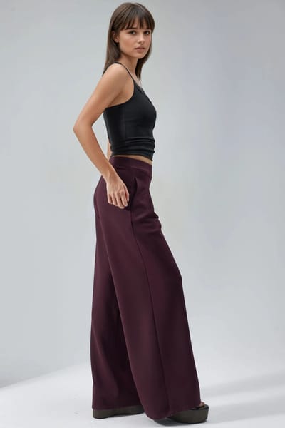 Elastische Taille Geplooide Palazzo Broek