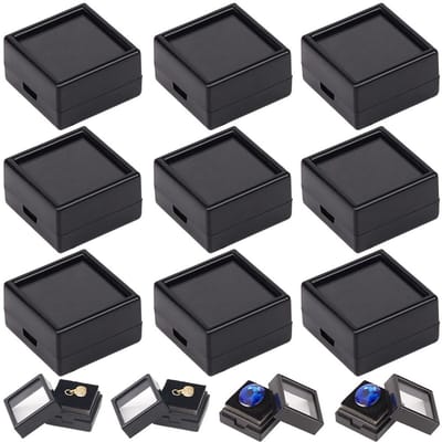 Dailygoods- Edelsteen Displaybox 20 Stuks - Zwarte Sieraden Vitrine - Vierkante Acryl Geschenkdozen - 2,95 cm - Sponskussen - Duurzaam Materiaal - Sieradenbox