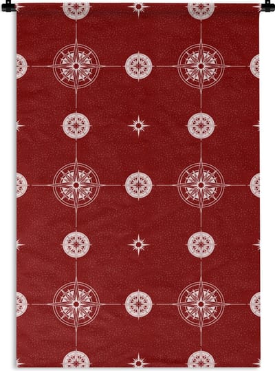 Wandkleed - Wanddoek - Kompas - Reizen - Patronen - 120x180 cm - Wandtapijt