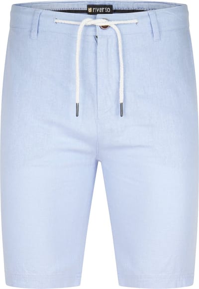riverso Heren Short RIVOliver regular/straight Blauw L Volwassenen Linnen Korte Broek / Zomershorts