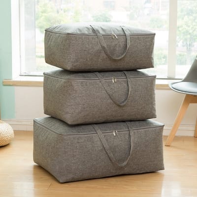 Opbergtas Medium - Opberghoes - Kledingzak - maat 57x40x23 - Voor dekens/kussens/kleding/dekbed - Storage case - Opberger - Organiser - Grijs