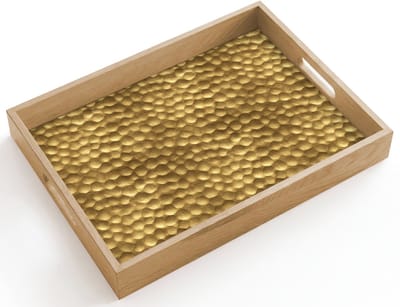 Dienblad hout 40x30 cm - Schootdienblad - Metaal - Dynamisch - Goud - Borrelplank rechthoek - Plateau dienbladen