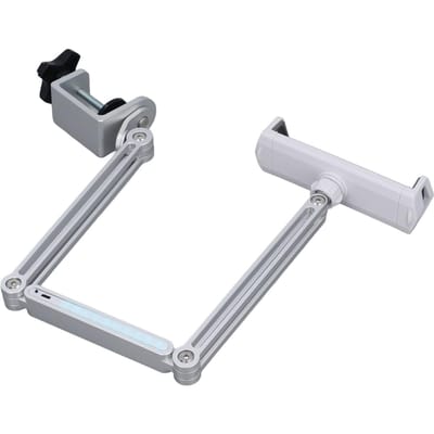 Metalen Bed Telefoonhouder met Klem 360 Graden Rotatie Opvouwbaar Bureau Lange Arm Telefoonhouder met zilver