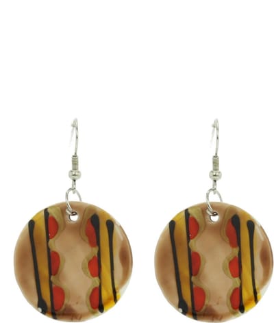 Behave Gekleurde schelpen oorbelBehave - Schelpen oorbellen bruin rood - Boho stijl - Nikkelvrij - 5 cm
