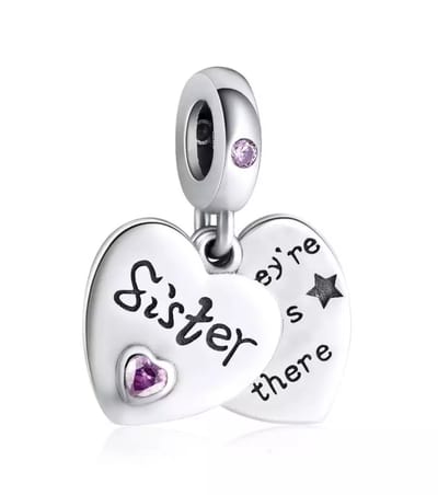 RomyStones – Bedel Sister Hart – Zilver – Roze Steen – Cadeau
