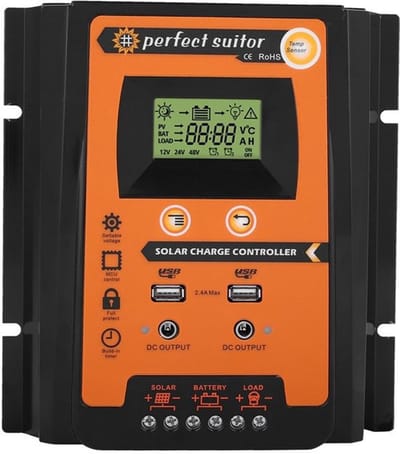 Dailygoody - Car Solar Charger Regulator - 12V/24V - Dual Usb Lcd