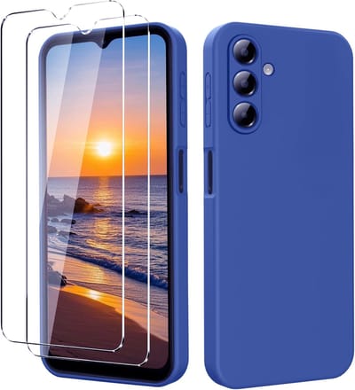 Liquid Silicone Case met 2x Screenprotector - Blauw - Shockproof Hoesjes Geschikt voor: Samsung Galaxy A17