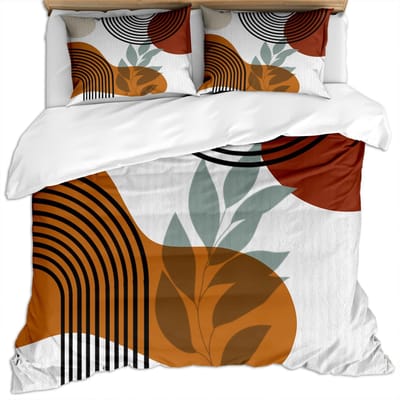 Mid Century Modern Dekbedovertrek Set King Abstract Geometrisch Balans Vormen Regenboog Zon Cirkels Boho Dekbedovertrek Beddengoed Sets US Queen(228*228cm)3pcs