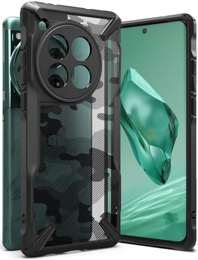 Ringke Fusion X | Hoesje Geschikt voor OnePlus 12 | Back Cover | Militaire Standaard | Camo Zwart