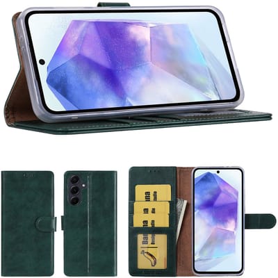 Hoesje Geschikt Voor Samsung Galaxy A57 Hoesje Groen - met Pasjeshouder – bookcase Portemonnee - Walletcase - Portemonneehoes