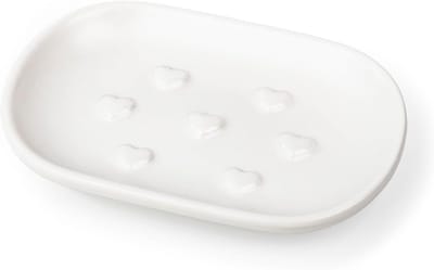 Decoratieve Ovale Zeepdispenser van Keramiek met Hartvorm voor Badkamer en Keuken, Matte Wit, 13 x 9 cm, Ideaal voor Zeep en Accessoires