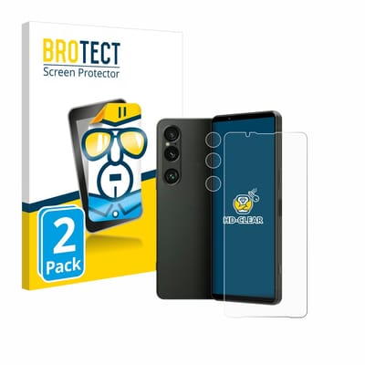 BROTECT - Screenprotector voor Sony Xperia 1 VI (Voor+Camera) - Folie Beschermfolie transparant 2 Stuks