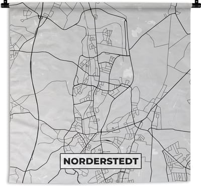 Wandkleed - Wanddoek - Duitsland - Plattegrond - Norderstedt - Kaart - Stadskaart - 180x180 cm - Wandtapijt
