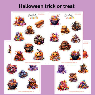 Bullet Journal Stickers - Planner Agenda Stickers - Halloween stickers - 4 stickervellen - trick or treat - Scrapbook stickers - Deco stickers - Snoep stickers - volwassenen en kinderen