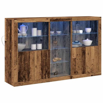 vidaXL - LED - Dressoir - Oudhout - 162 - x - 37 - x - 100 - cm - Bewerkt - hout