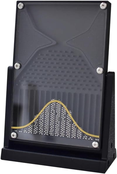 Bureau Galton Board - Kansrekening Demonstratie - Statistisch Experiment - Klokvormige Curve - 12x18cm - Zwart